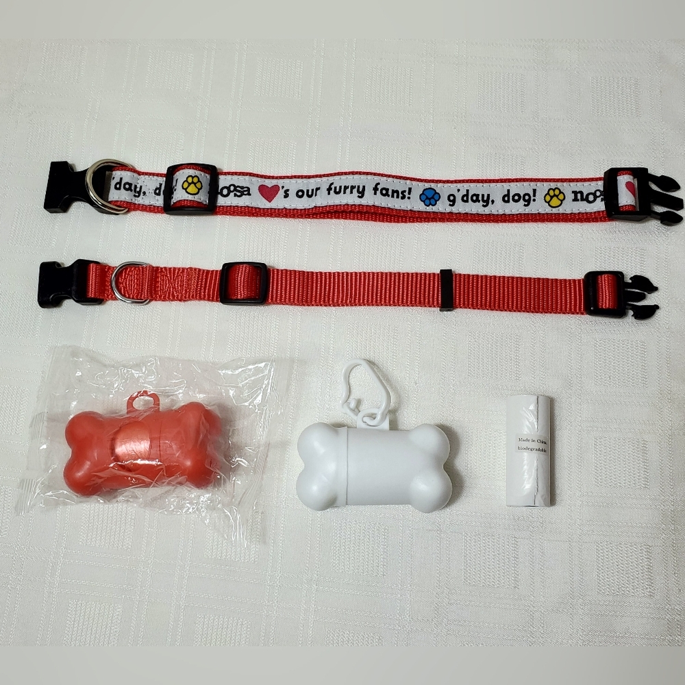 Dog Collars & Accessories Colorful Pet Bundle Red Collar Waste Bag Pet 4pc Set